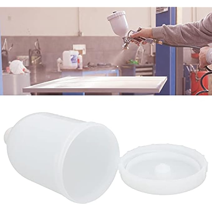 SORANDY 300ML HIGH CAPACITY UPPER PLASTIC SPRAY GUNS CUP REPLACEMENT POT CONTAINER FOR PAINT SPRAYER ACCESSORIES, STAINLESS STEEL THREADED JOINTS, FOR SPRAY GUNS, PLASTIC + STAINLESS STEEL - Image 5